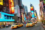By, New York, USA, Amerika, Taxa, Taxi, Bil, Køretøj, Skyskrabere, Bygninger, Vej, Trafik