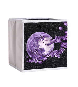 Blød opbevaringskasse med lilla månemotiv
