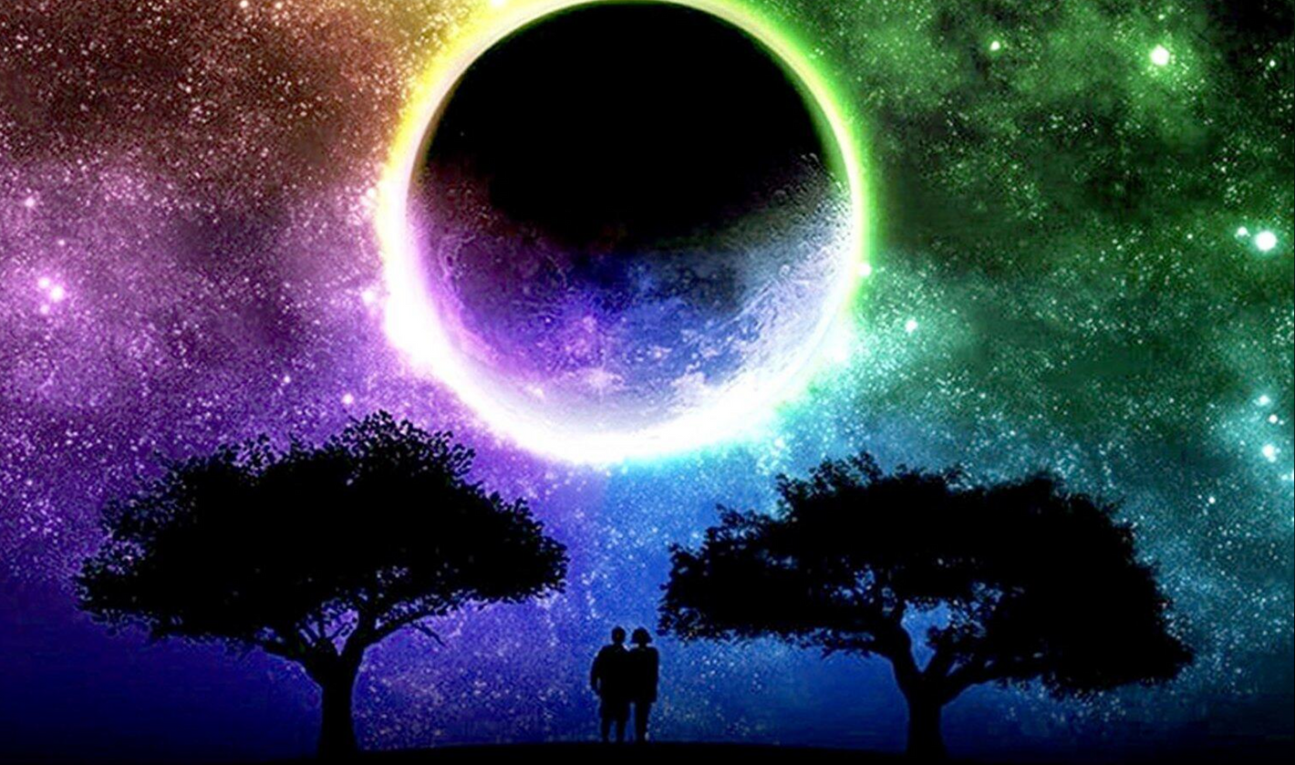 Fuldmåne på stjernehimmel