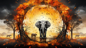 Elefant i cirkel af ild