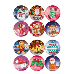 Runde juleklistermærker - 12 forskellige motiver