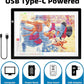 LED lysplade med batteri og USB-stik. A3 format.  Forskellige lysformater.