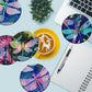 Diamond painting drikkebrikker med farverige gudsmede.
