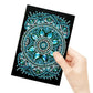 Diamond painting. Notesbog med turkise diamanter i mandalamøster.