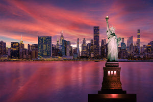 Diamond painting af Frihedsgudinden i New York. Skumringstid i flotte farver.