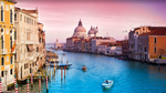 Diamond painting af kanalerne i Venedig ved solopgang. 