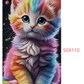 Diamond painting med regnbuefarvet kat. 50X100 cm. AB-sten med ekstra glimmer.