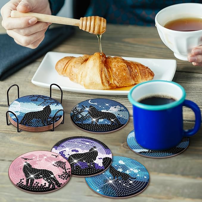 Bordskånerkit med 8 forskellige ulvemotiver i farverigt design.