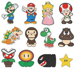 Diamond painting med Super Mario og venner. 12 forskellige farverige figurer.