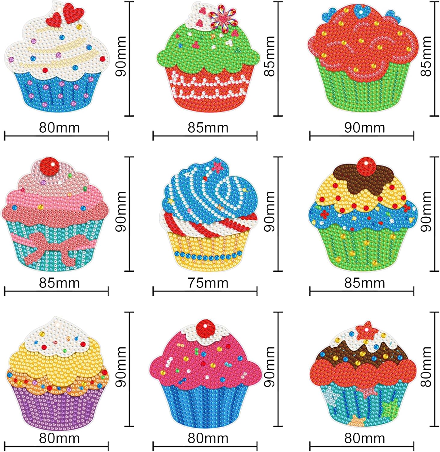 Diamond painting cupcakes til ophæng. Måler ca. 80x90 cm.