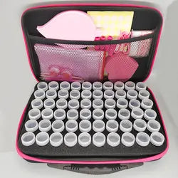 Opbevaringskuffert med 112 dele i flot sort og pink design