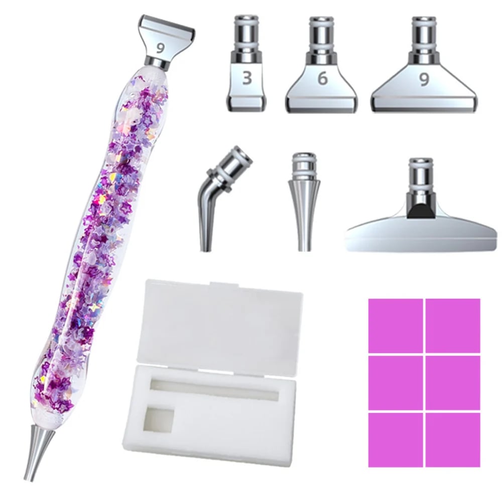 Selvlysende diamond painting pen med udskiftelige metaltipper.