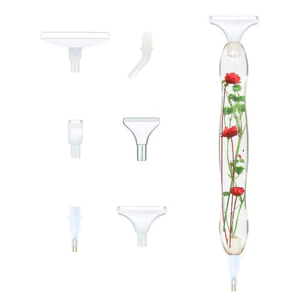 Transparante penne med smukke blomster og udskiftelige tipper