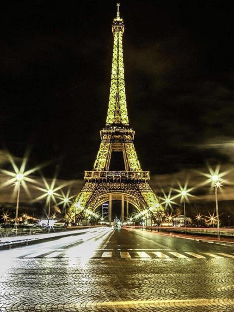 By, Eiffeltårnet, Nat, Oplyst, Lygter, Gade, By Night, Paris, Frankrig