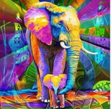 Dyr, Elefant, Elefantunge, Kærlighed, Multifarvet, Abstrakt