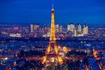 By, Landskab, Eiffeltårnet, Paris, Nat, Oplyst, Skyskrabere, Frankrig
