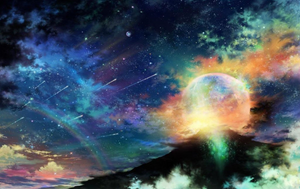 Månen over bjergtop