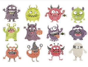 Klistermærker med sjove monstre - 12 stk