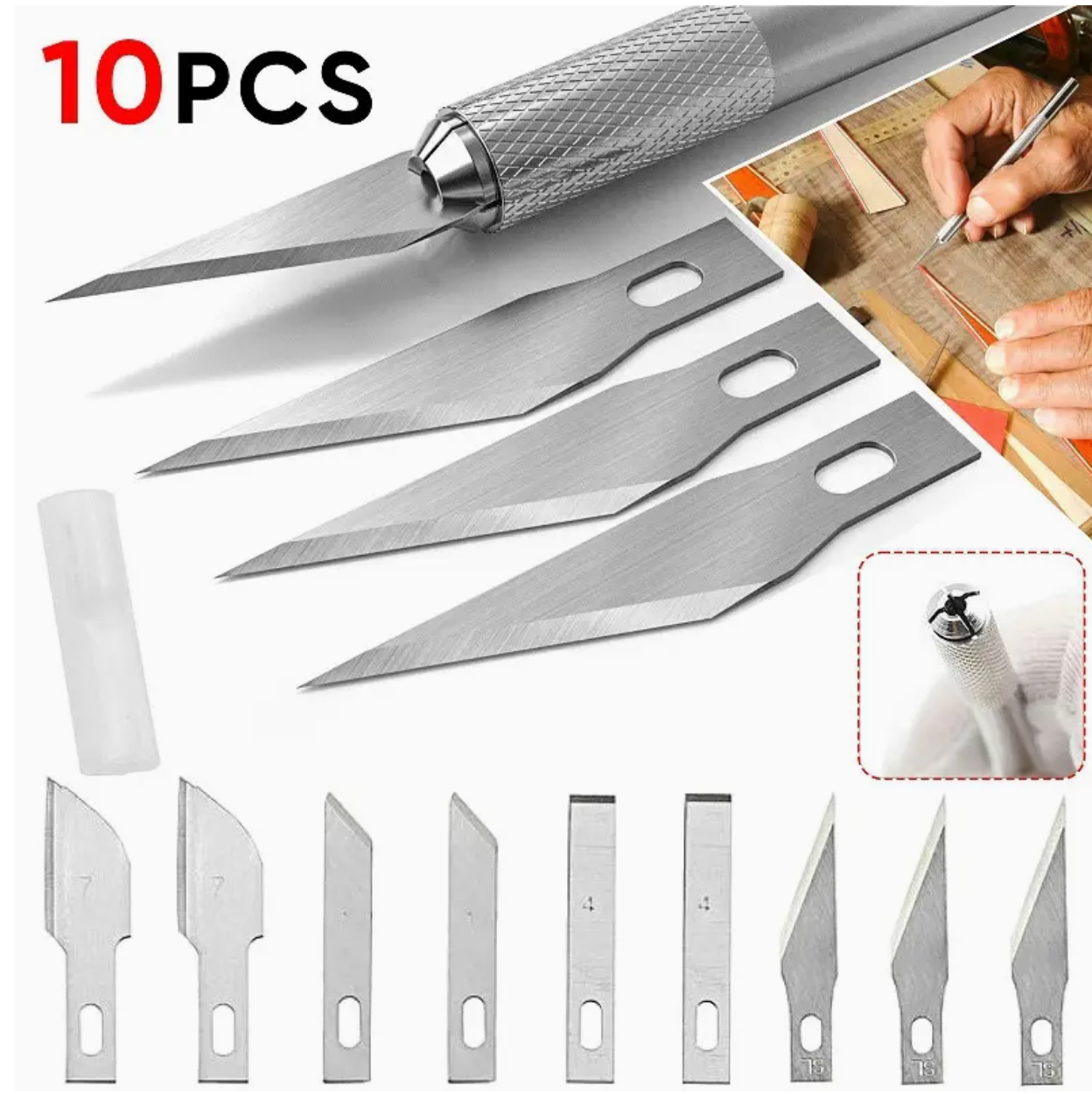 Skalpel med forskellige hoveder.