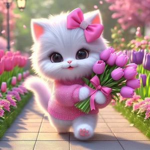 Sød kattekilling med sløjfe på