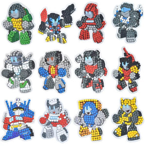 Klistermærker med 12 robotkrigere